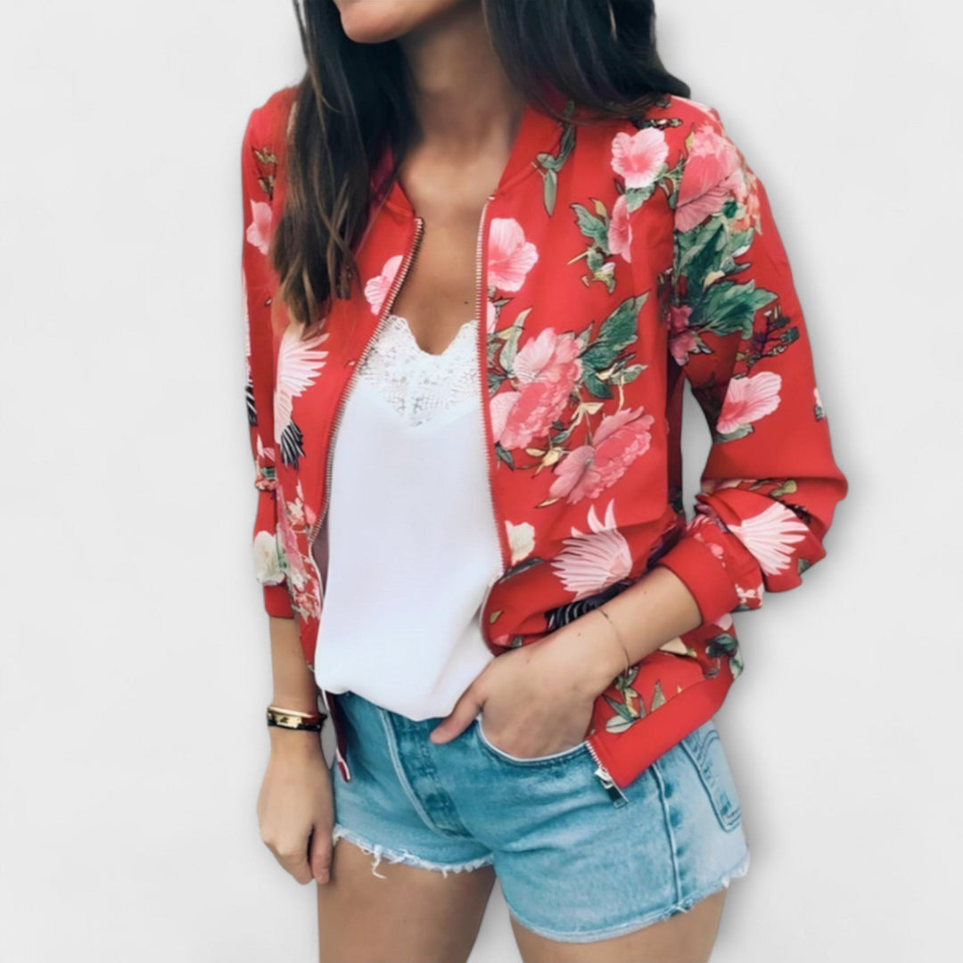 Rita - Floral Print Bomber Jacket
