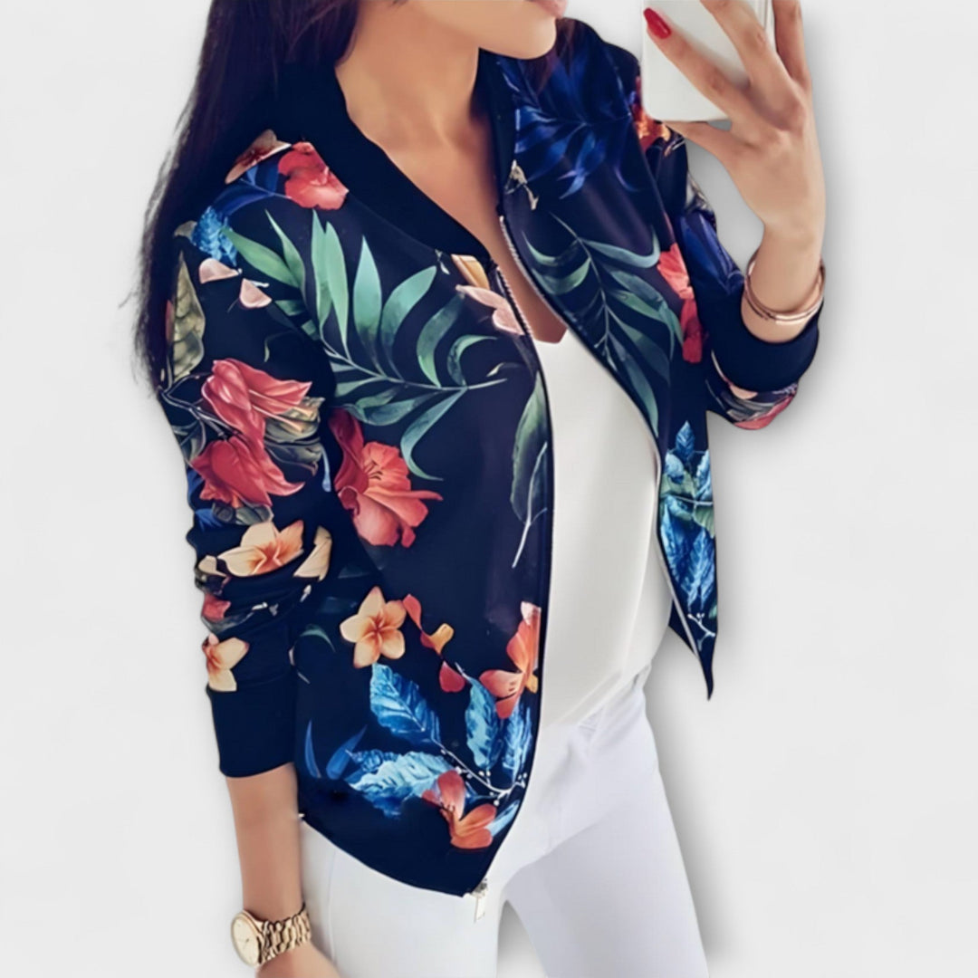 Rita - Floral Print Bomber Jacket