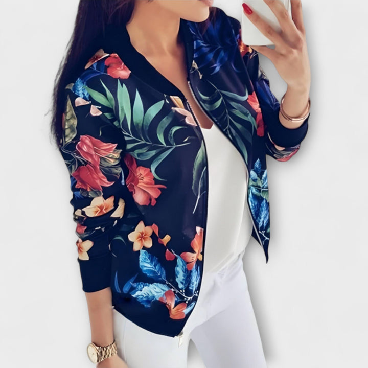 Rita - Floral Print Bomber Jacket