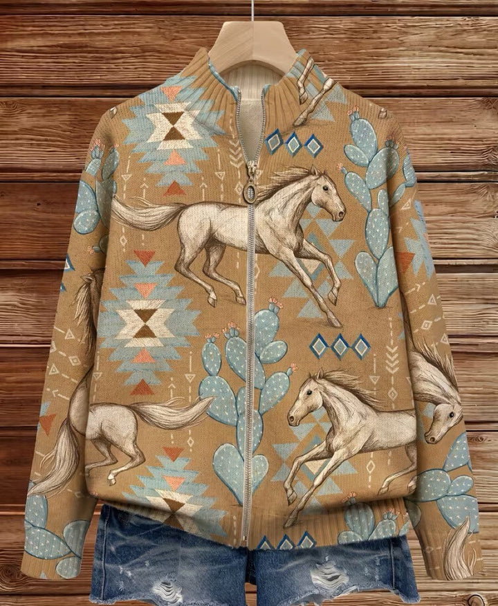Odharnait | Horse & Cactus Print Cardigan