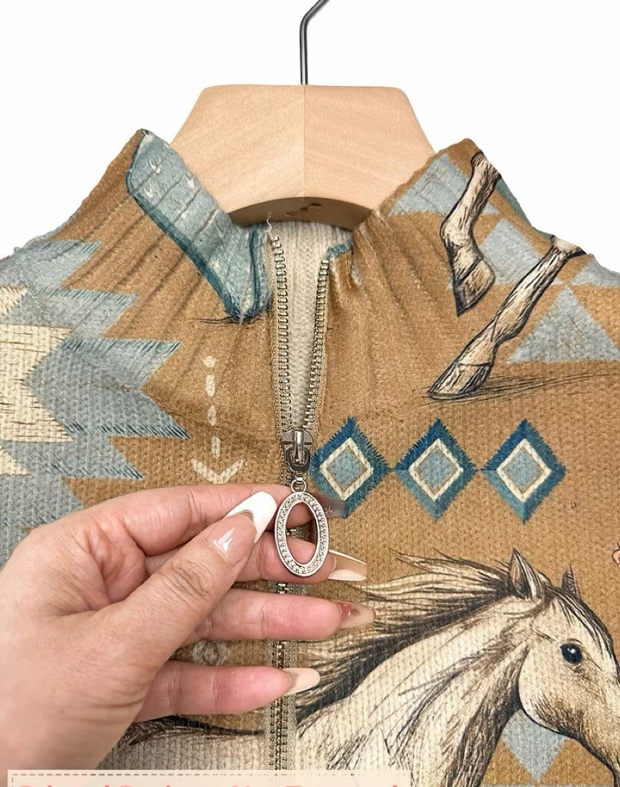 Odharnait | Horse & Cactus Print Cardigan