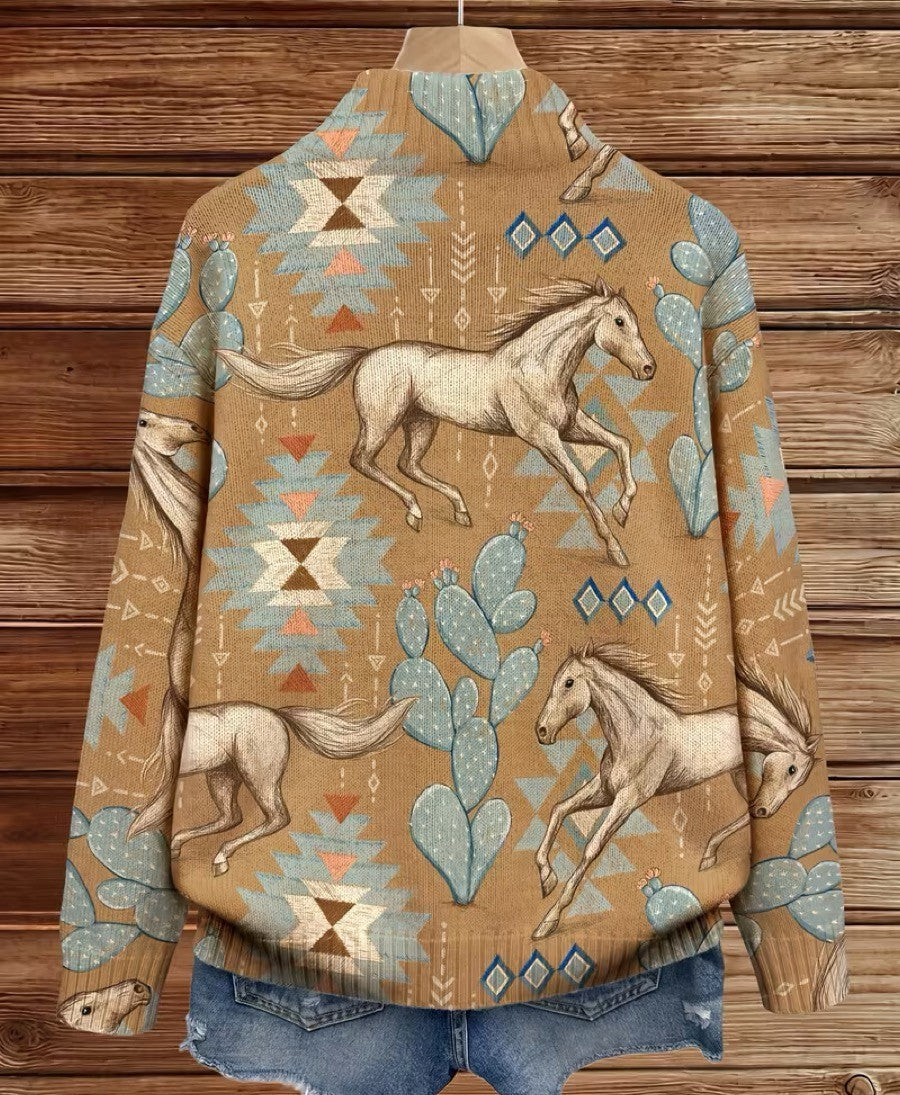 Odharnait | Horse & Cactus Print Cardigan