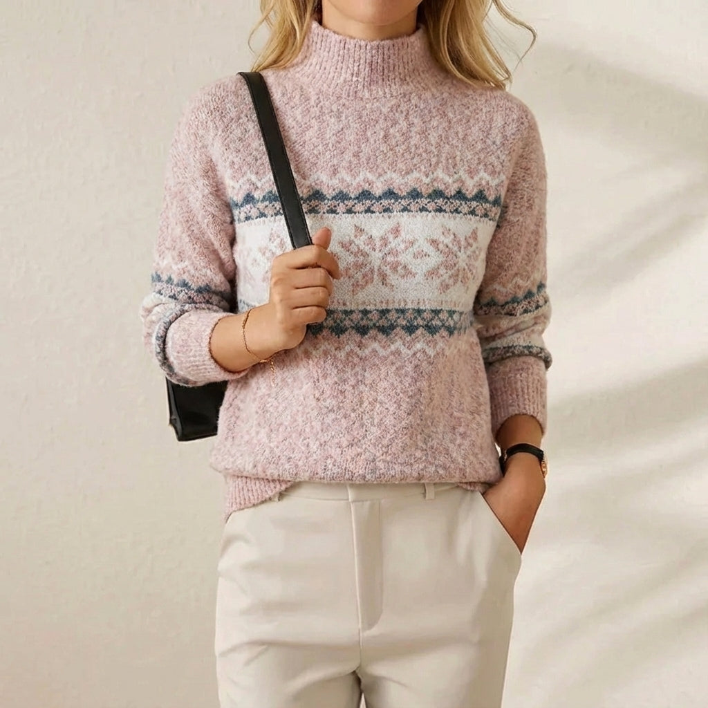 Rita – Fair Isle Mock Neck Knit Jumper