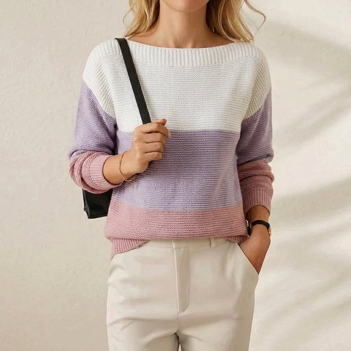 Miriam – Colourblock Crewneck Pullover Jumper