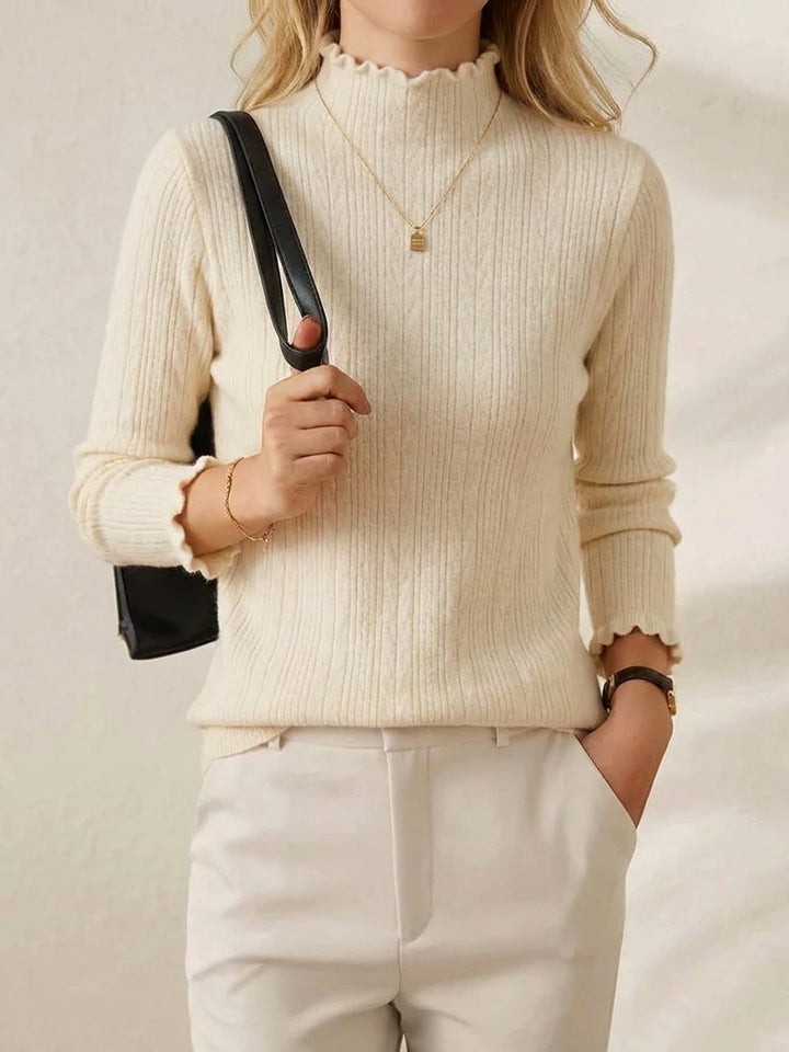 Nora – Lettuce Edge Mock Neck Knit Jumper