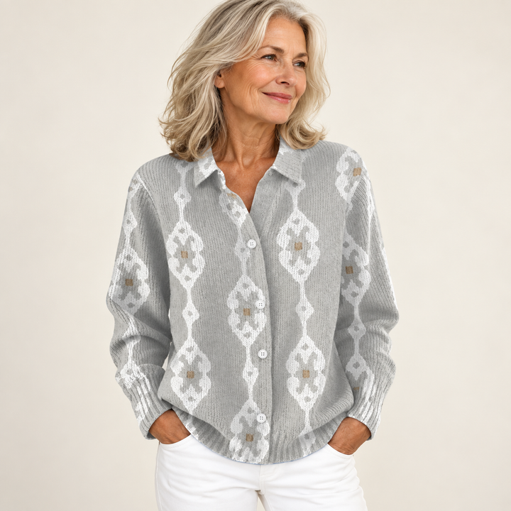 RENAE™ - ELEGANT KNIT HOODIE BLOUSE WITH DIAMOND PATTERN