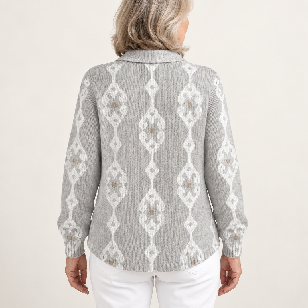 RENAE™ - ELEGANT KNIT HOODIE BLOUSE WITH DIAMOND PATTERN