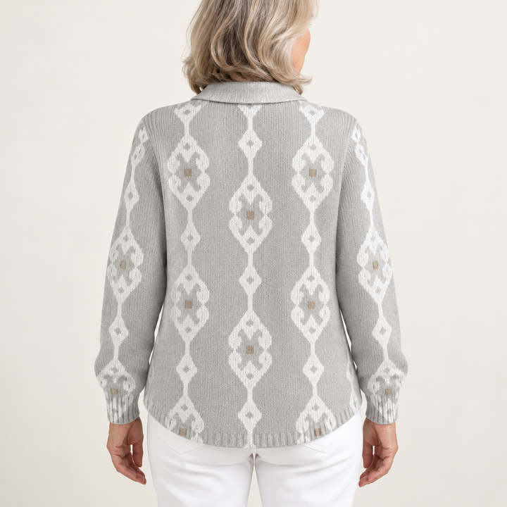 RENAE™ - ELEGANT KNIT HOODIE BLOUSE WITH DIAMOND PATTERN