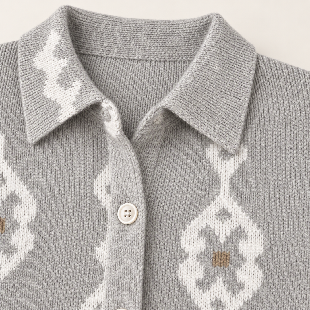 RENAE™ - ELEGANT KNIT HOODIE BLOUSE WITH DIAMOND PATTERN