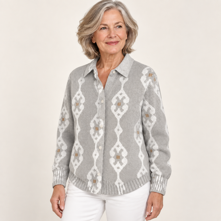 RENAE™ - ELEGANT KNIT HOODIE BLOUSE WITH DIAMOND PATTERN