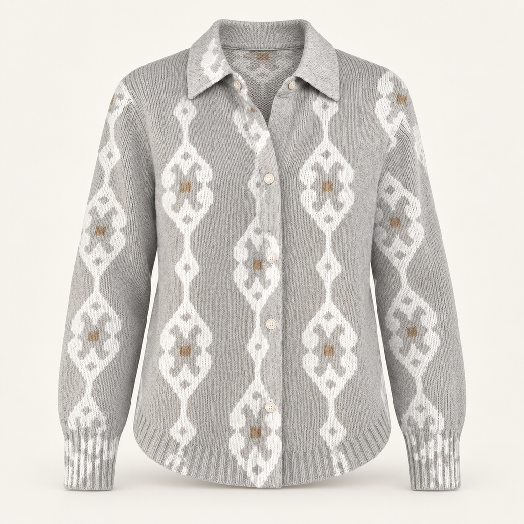 RENAE™ - ELEGANT KNIT HOODIE BLOUSE WITH DIAMOND PATTERN
