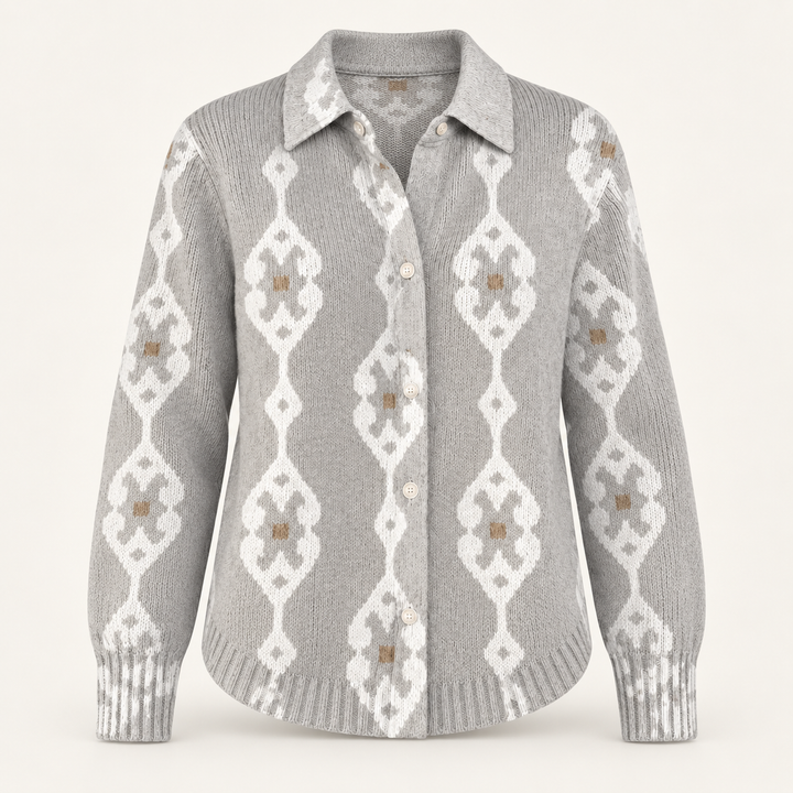 RENAE™ - ELEGANT KNIT HOODIE BLOUSE WITH DIAMOND PATTERN