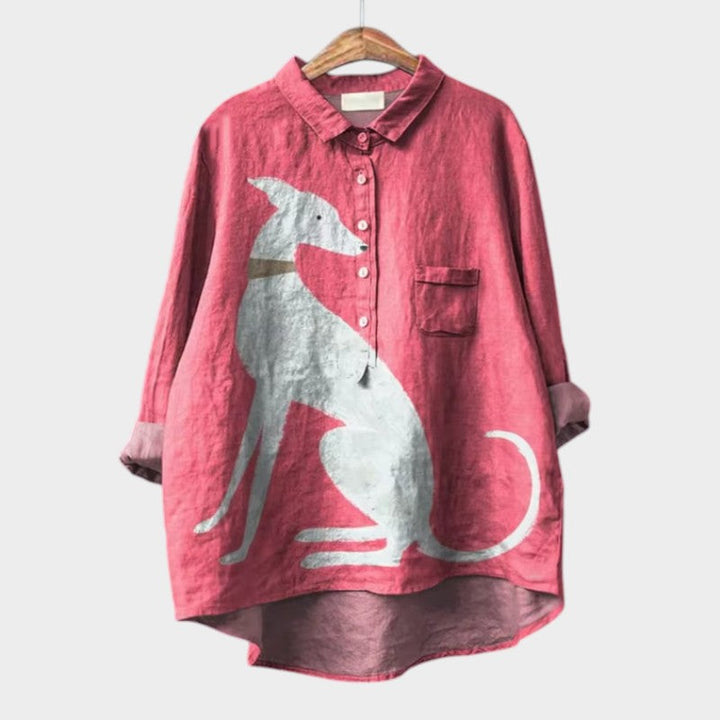 Caoimhe - Blue Canine Print Blouse