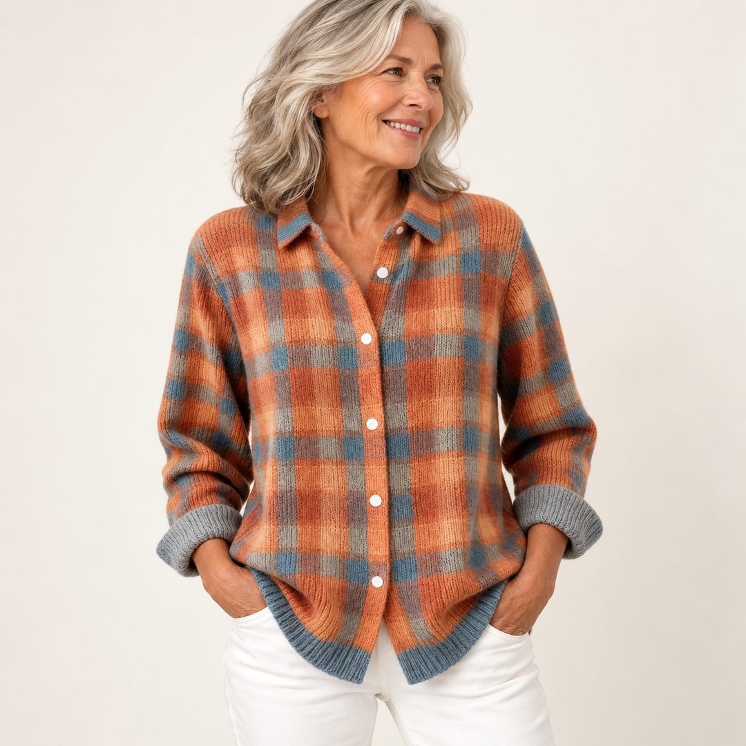 SAFIYA™ - CHECKED BLOUSE MADE FROM WARM, SOFT HOODIE MATERIAL