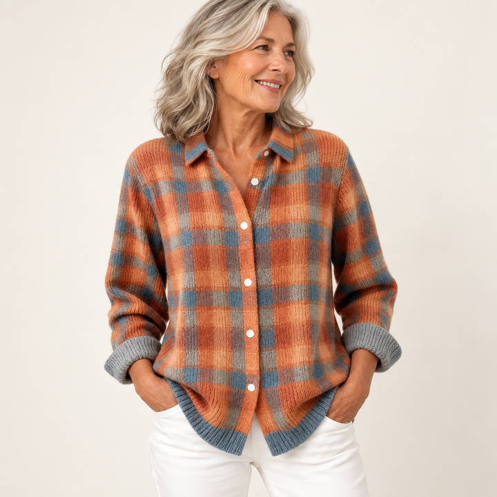 SAFIYA™ - CHECKED BLOUSE MADE FROM WARM, SOFT HOODIE MATERIAL