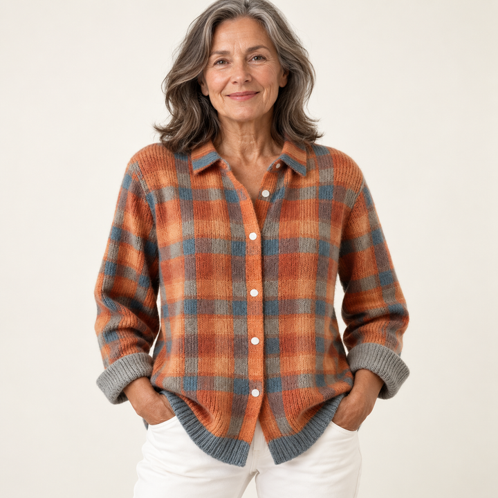 SAFIYA™ - CHECKED BLOUSE MADE FROM WARM, SOFT HOODIE MATERIAL