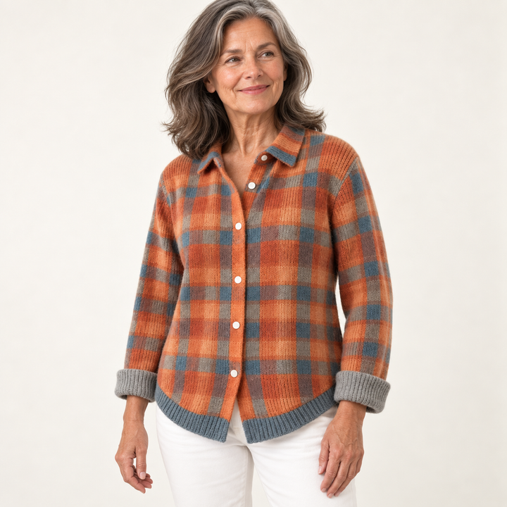 SAFIYA™ - CHECKED BLOUSE MADE FROM WARM, SOFT HOODIE MATERIAL