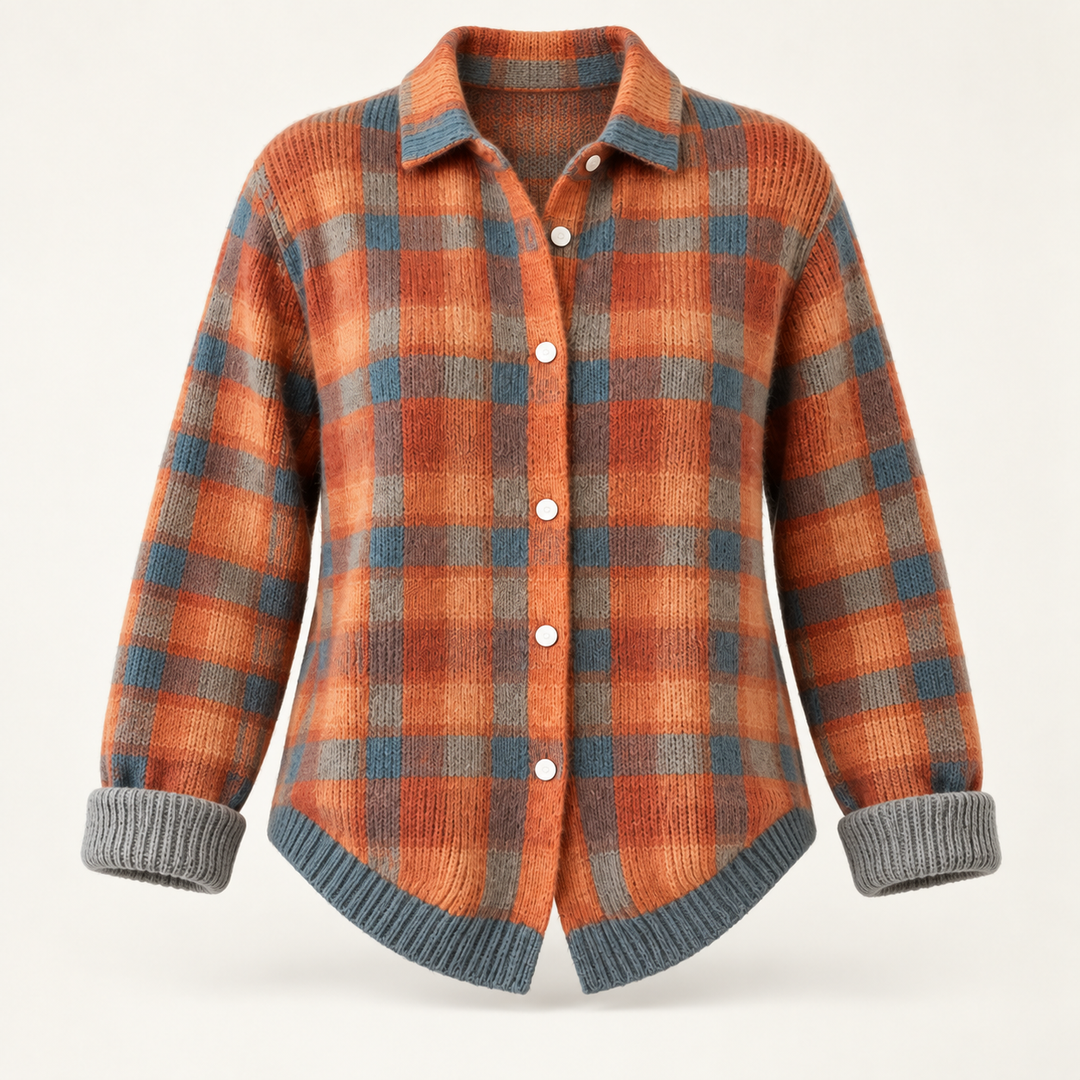 SAFIYA™ - CHECKED BLOUSE MADE FROM WARM, SOFT HOODIE MATERIAL