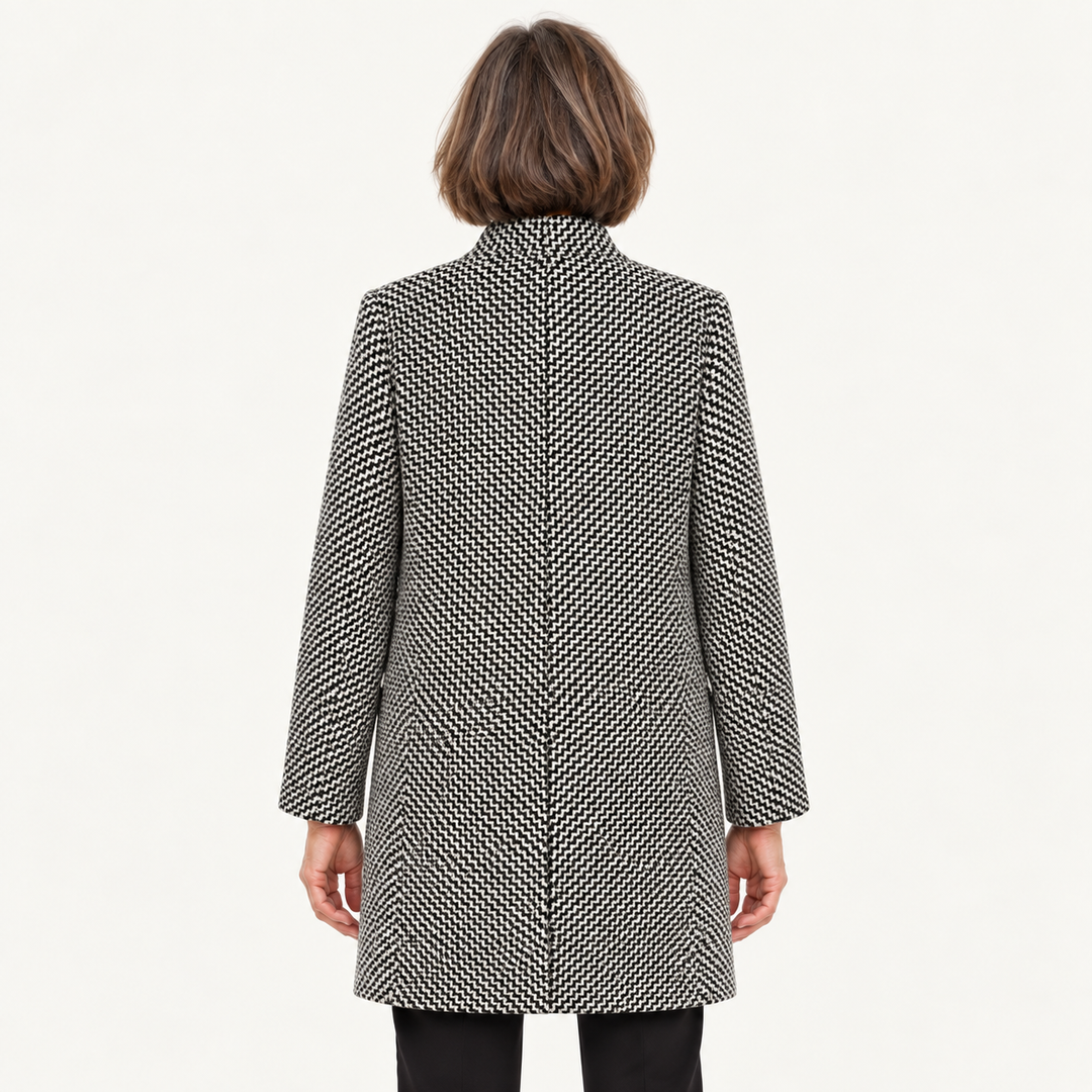 Women's Houndstooth Double-Breasted Coat