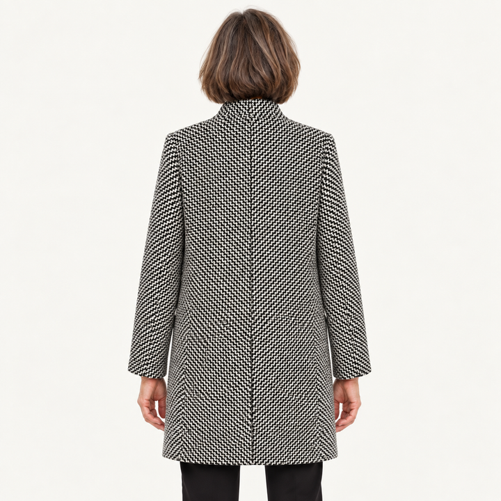 Women's Houndstooth Double-Breasted Coat