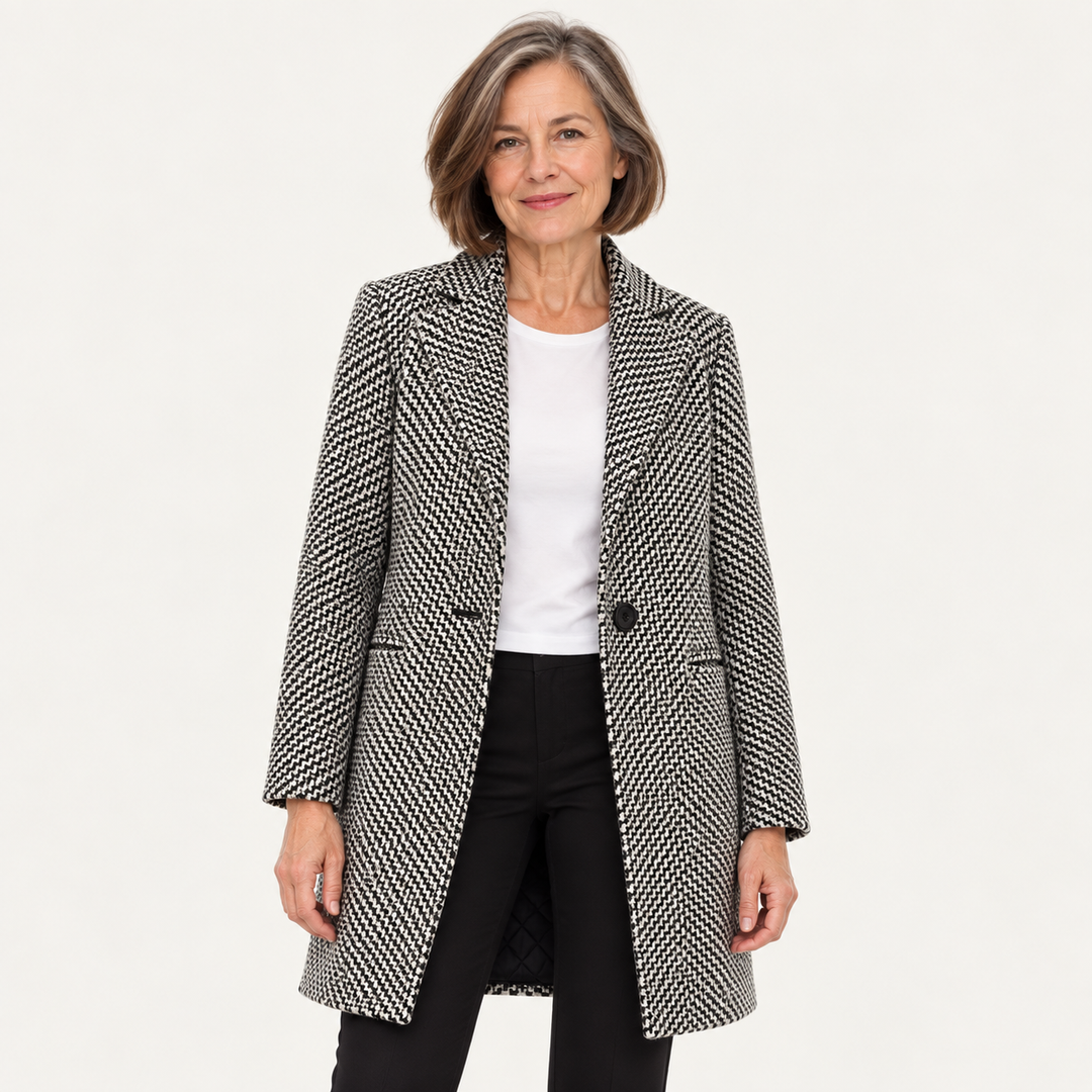 Women's Houndstooth Double-Breasted Coat