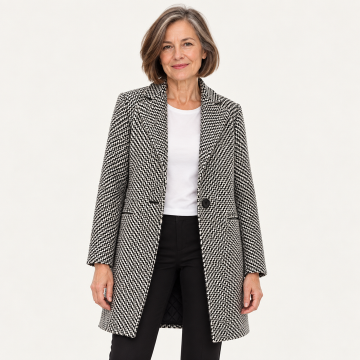 Women's Houndstooth Double-Breasted Coat