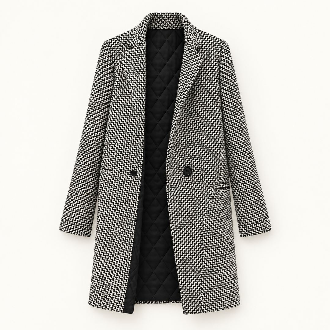 Women's Houndstooth Double-Breasted Coat