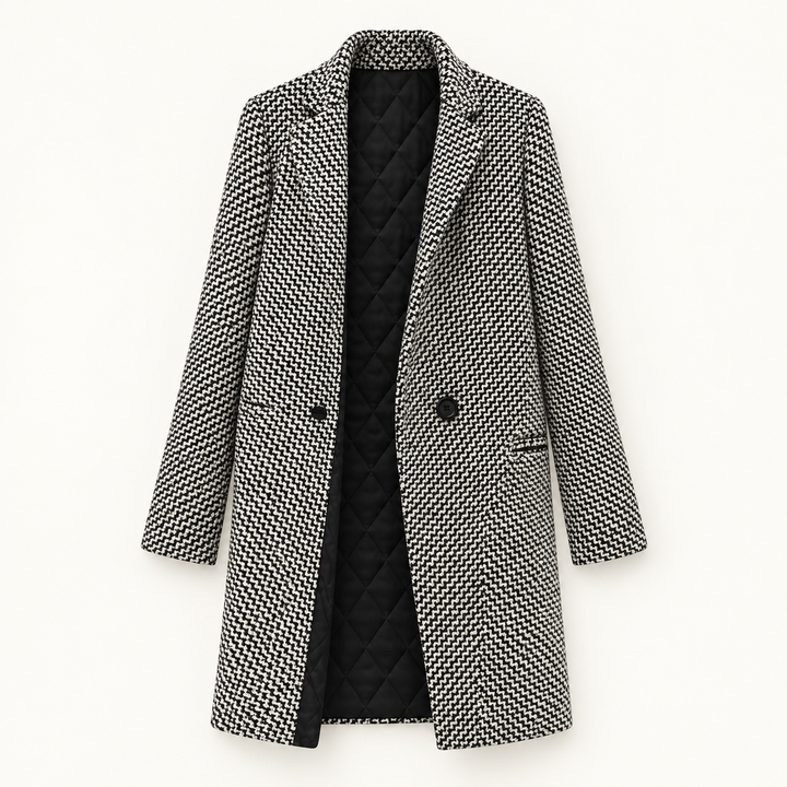 Women's Houndstooth Double-Breasted Coat