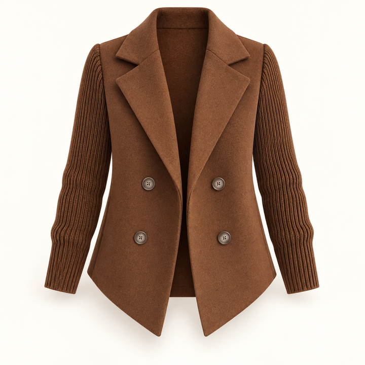 Women's Relaxed Coat with Knitted Sleeves