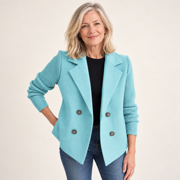 Women's Relaxed Coat with Knitted Sleeves
