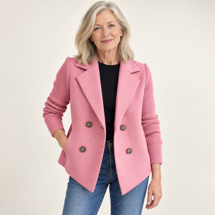 Women's Relaxed Coat with Knitted Sleeves
