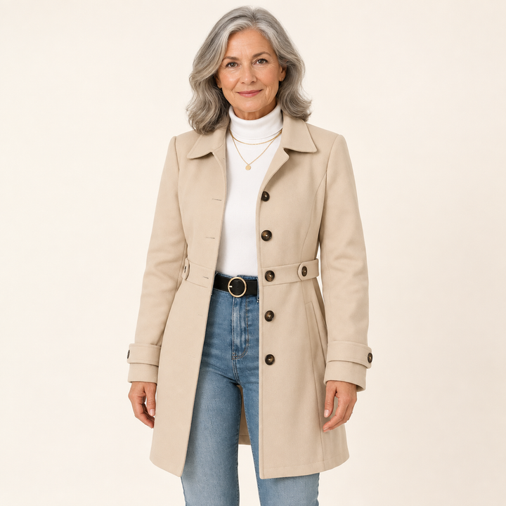 Women's Trench Coat with Adjustable Belt