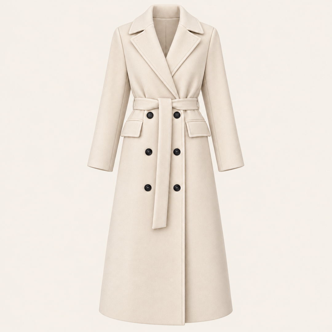 Women's Belted Double-Breasted Long Coat