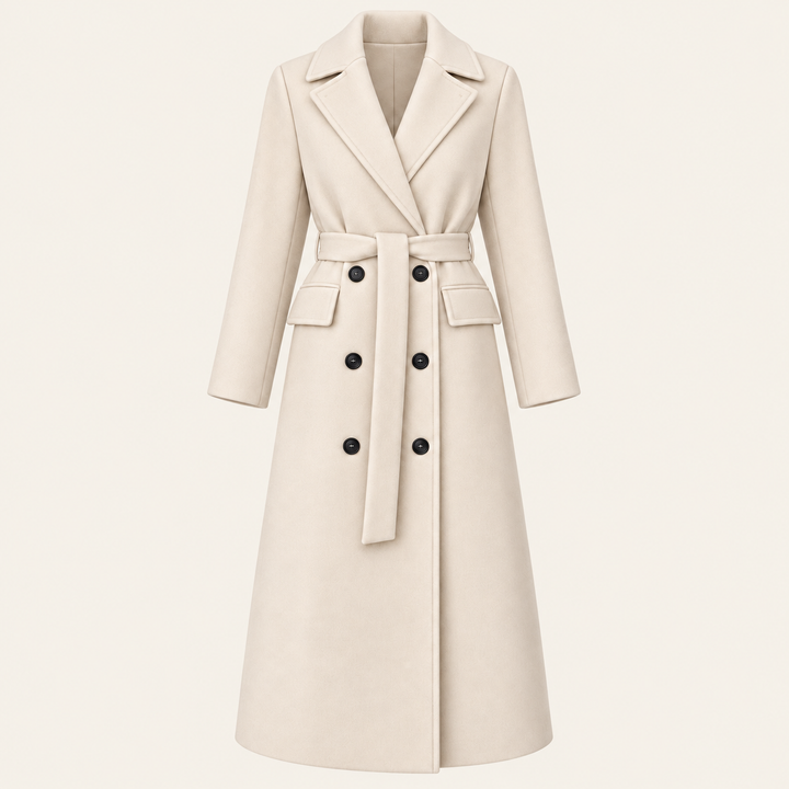 Women's Belted Double-Breasted Long Coat