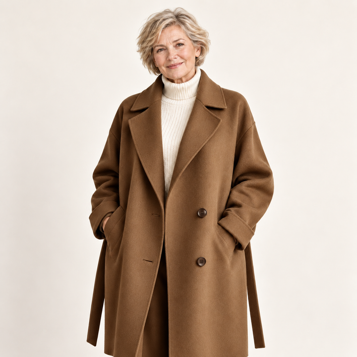 Women's Belted Wool Blend Long Coat