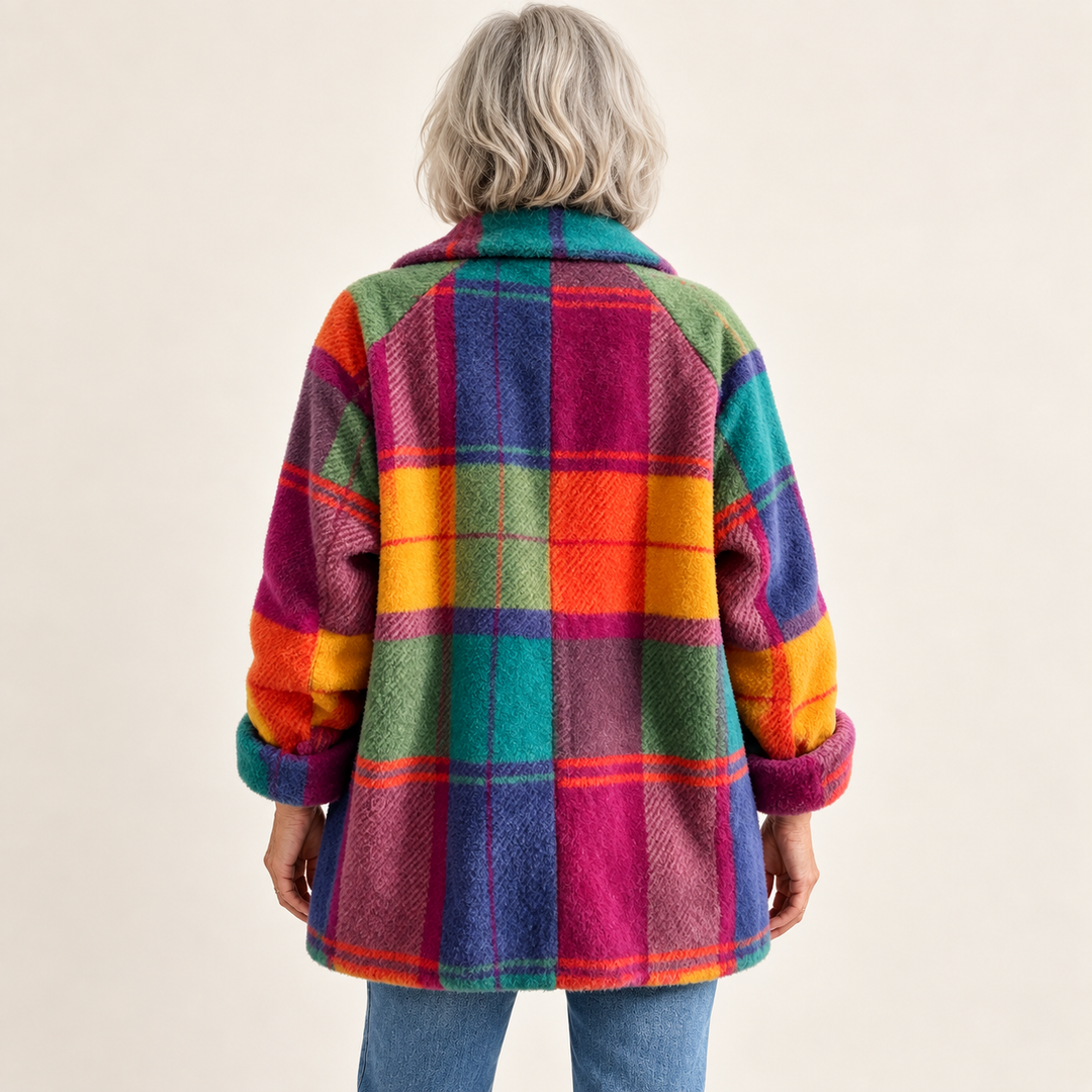 Women's Colourful Check Coat – Relaxed Fit