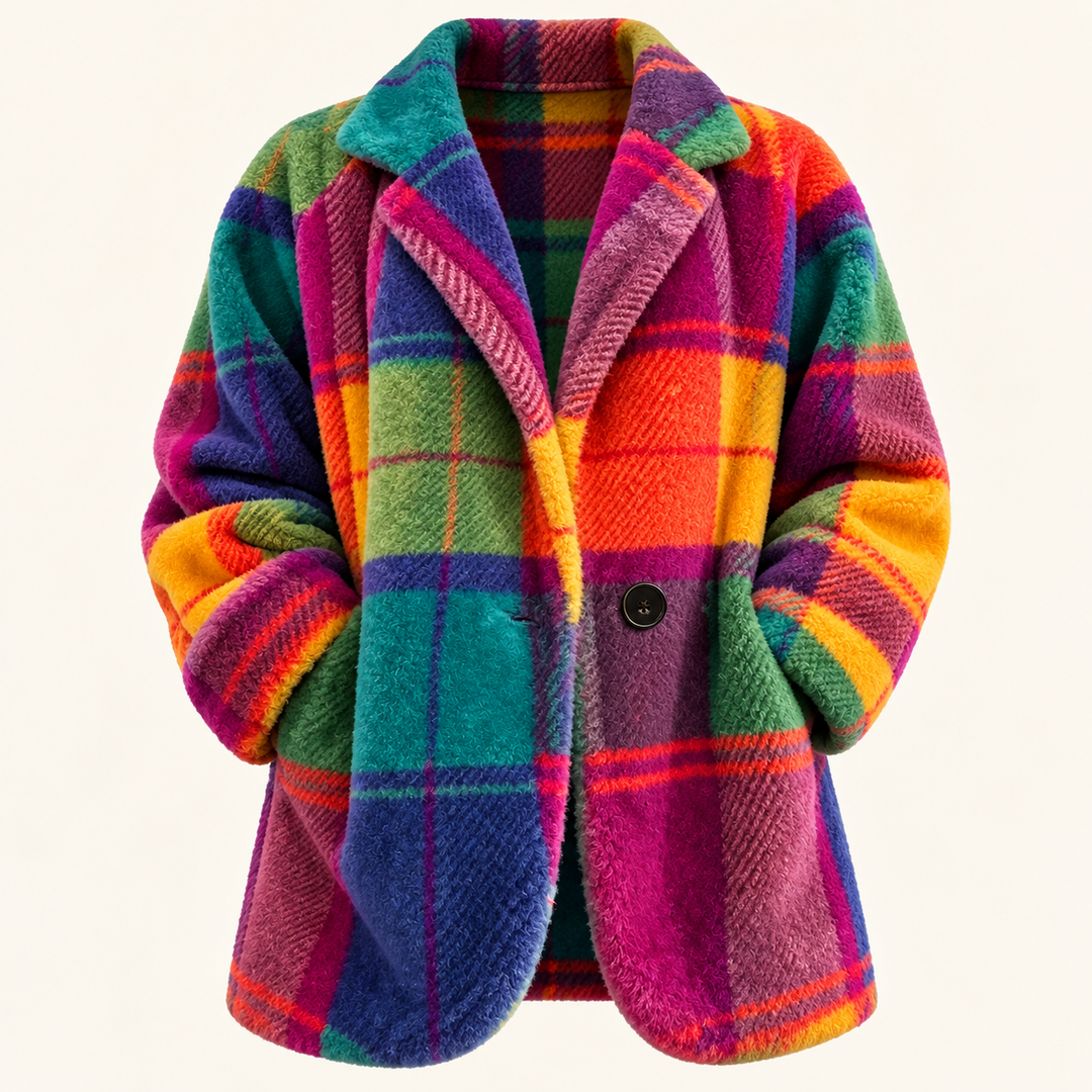 Women's Colourful Check Coat – Relaxed Fit