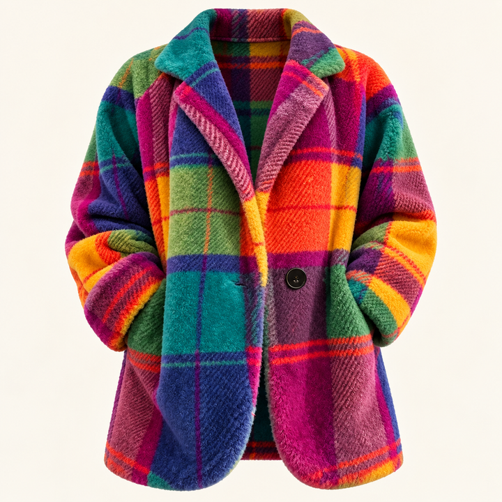 Women's Colourful Check Coat – Relaxed Fit