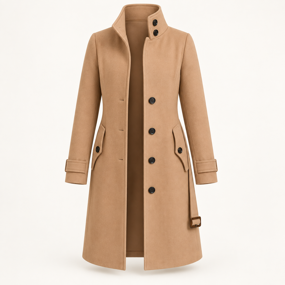 Women's Long Coat with High Collar