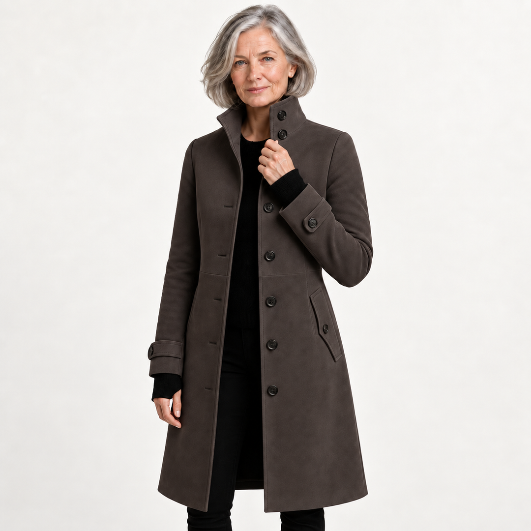 Women's Long Coat with High Collar