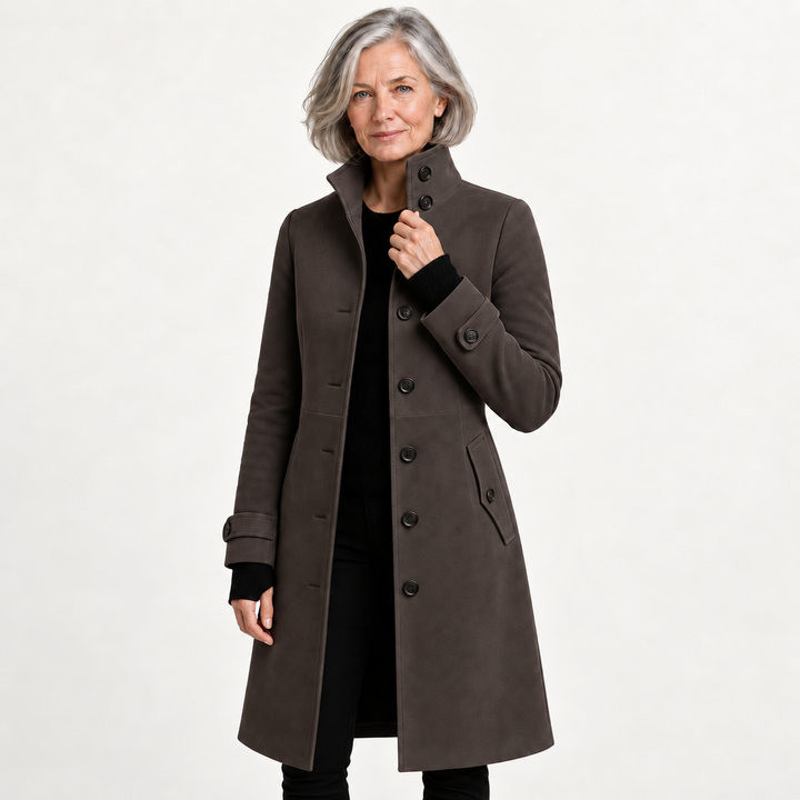 Women's Long Coat with High Collar