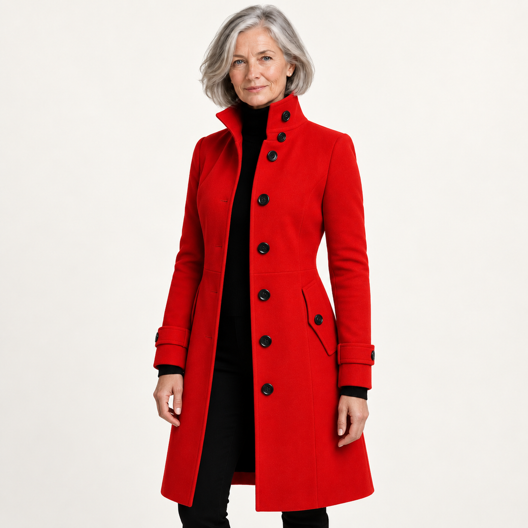 Women's Long Coat with High Collar