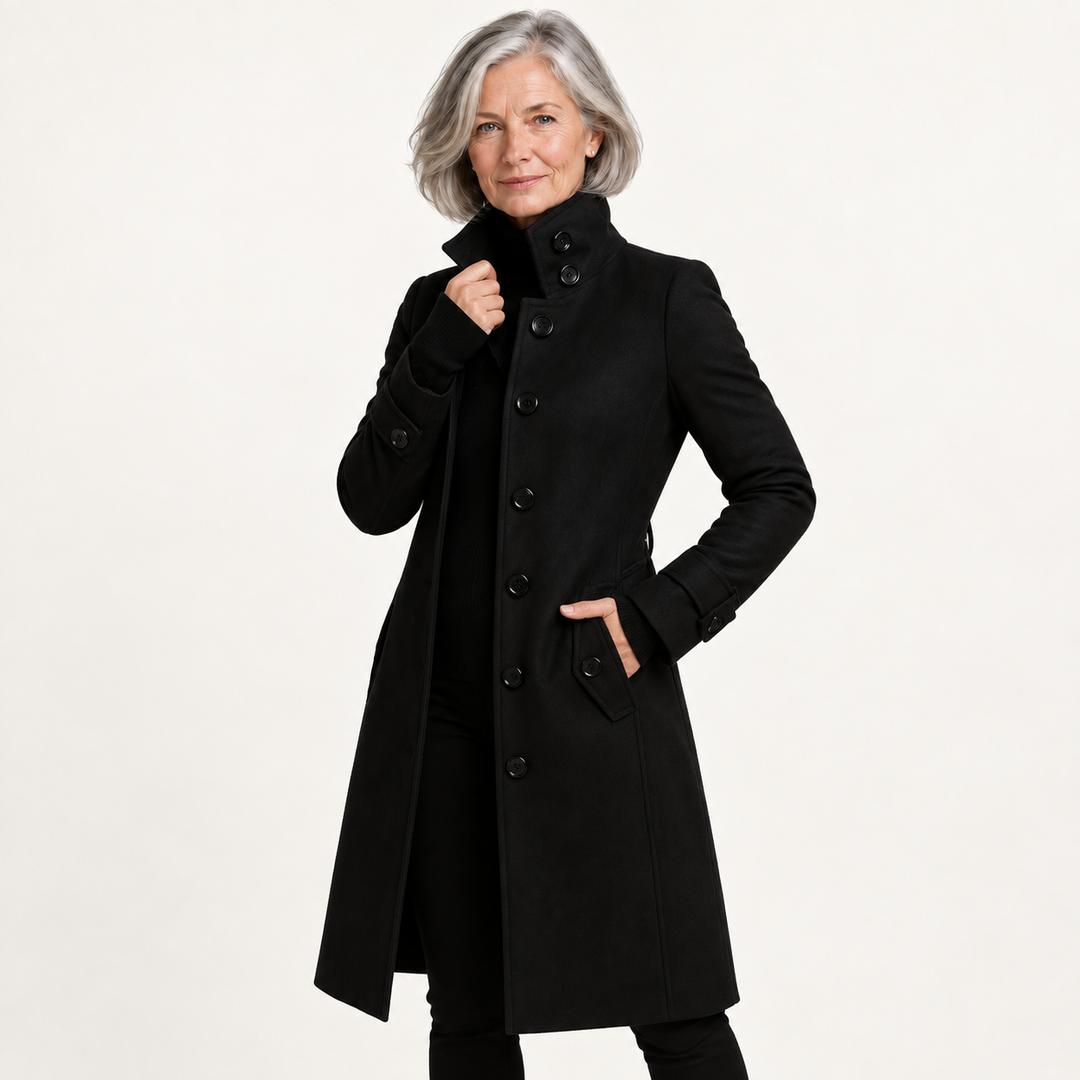 Women's Long Coat with High Collar