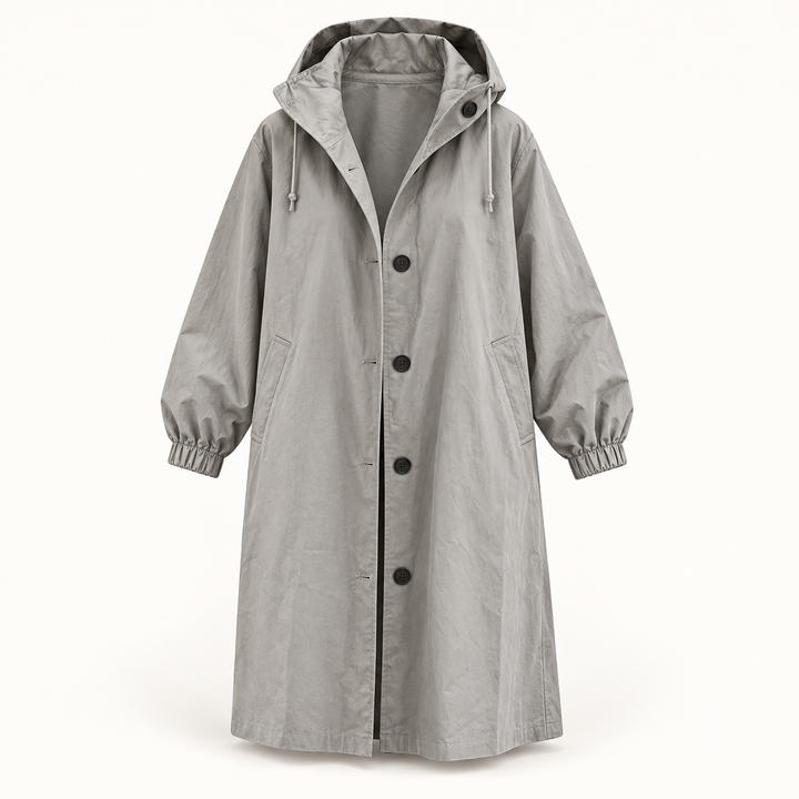 Women's Hooded Raincoat with Belt