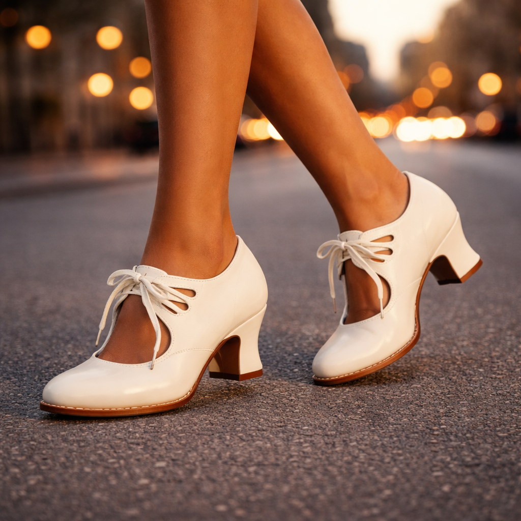NUALA CORK | Sylvie Retro Lace-Up Heels