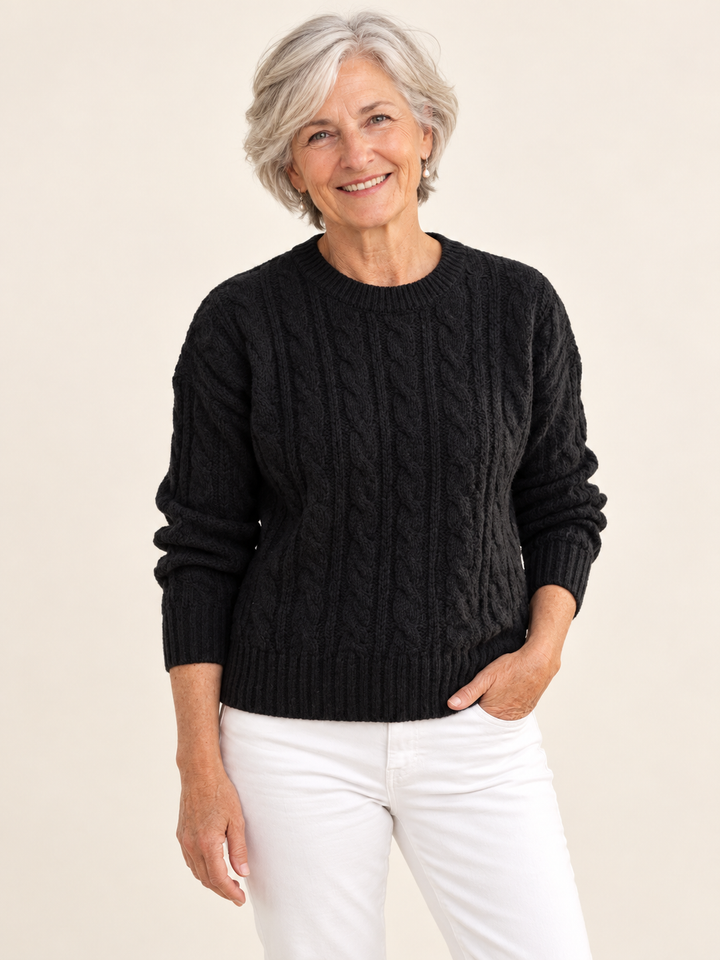 Erin – Timeless Vintage Style Jumper on a mature model
