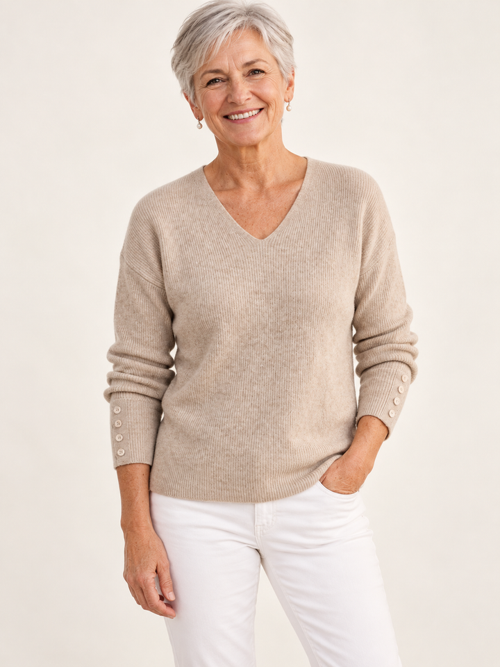 Isobel – Vintage Inspired Jumper on a mature model