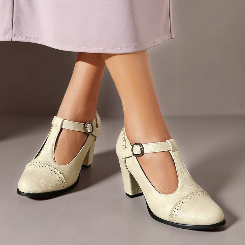NUALA CORK | Sandrine Brogue T-Bar Heels