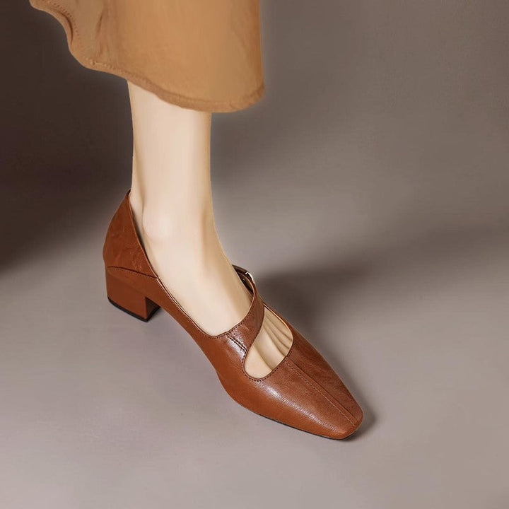 NUALA CORK | Juliette Square-Toe Gold-Detail Mary Janes