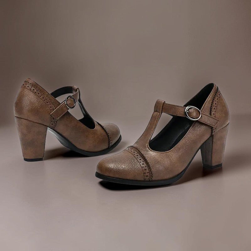 NUALA CORK | Sandrine Brogue T-Bar Heels